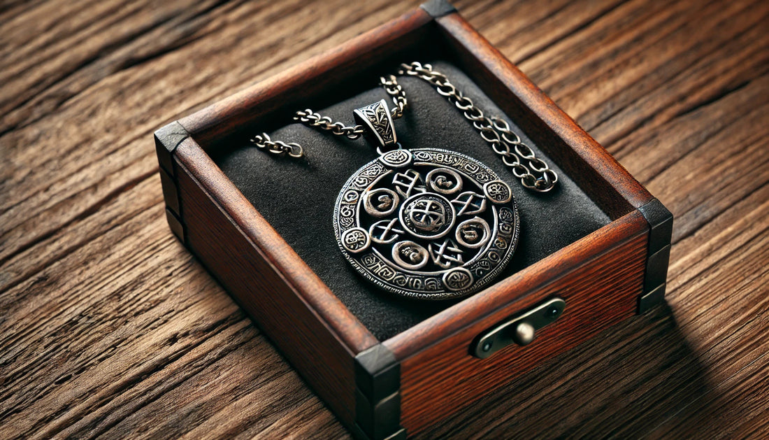 A Viking necklace in the jewelry box.