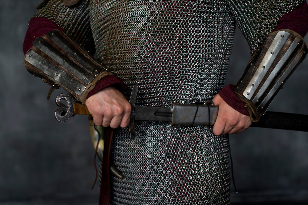 A man wearing a Viking costume