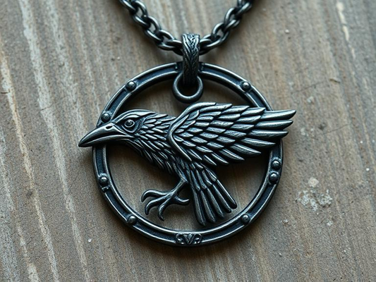 Viking necklace featuring the raven