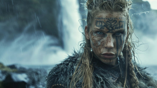 Viking woman with face rune patterns