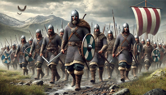 Viking warriors marching