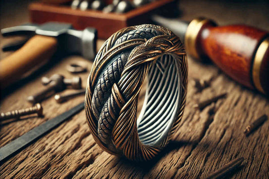 Image shows a Viking twisted design ring