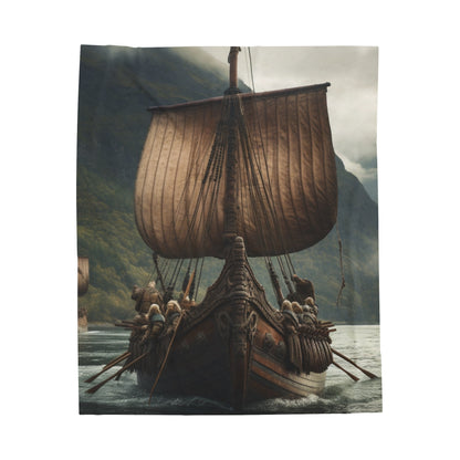 Viking Boat Velveteen plysjteppe