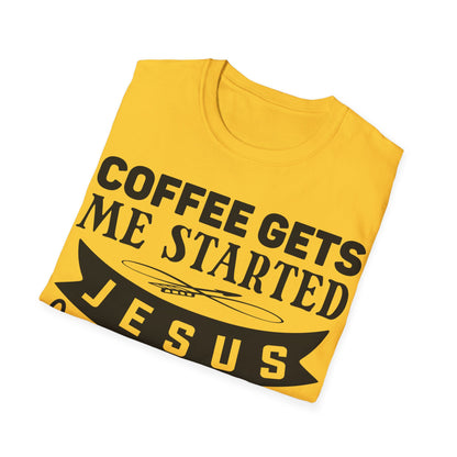 Il caffè mi fa iniziare Gesù mi fa andare avanti T-shirt tripla vichinga