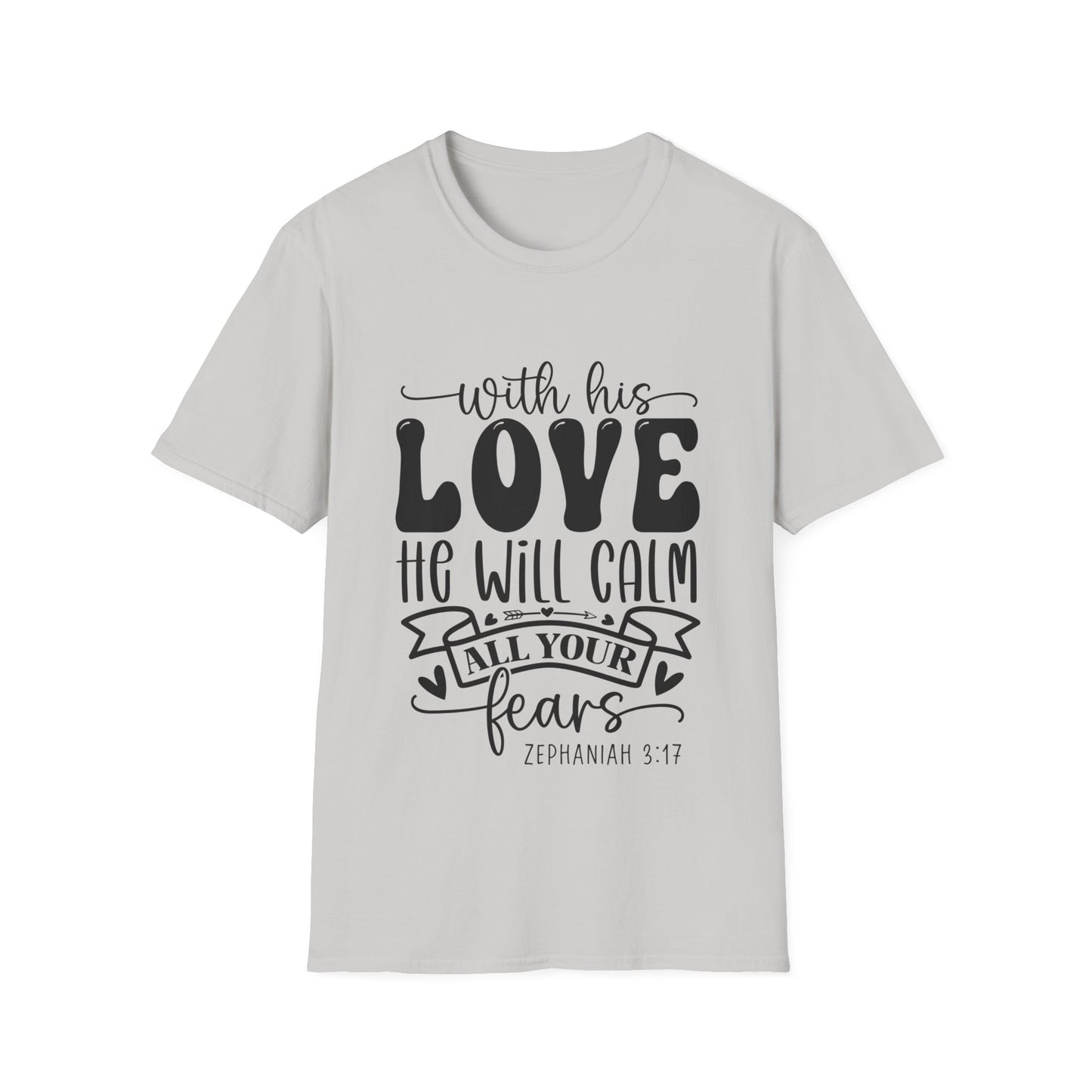 Con su amor calmará todos tus miedos Sofonías 3:17 (3) Camiseta triple vikinga