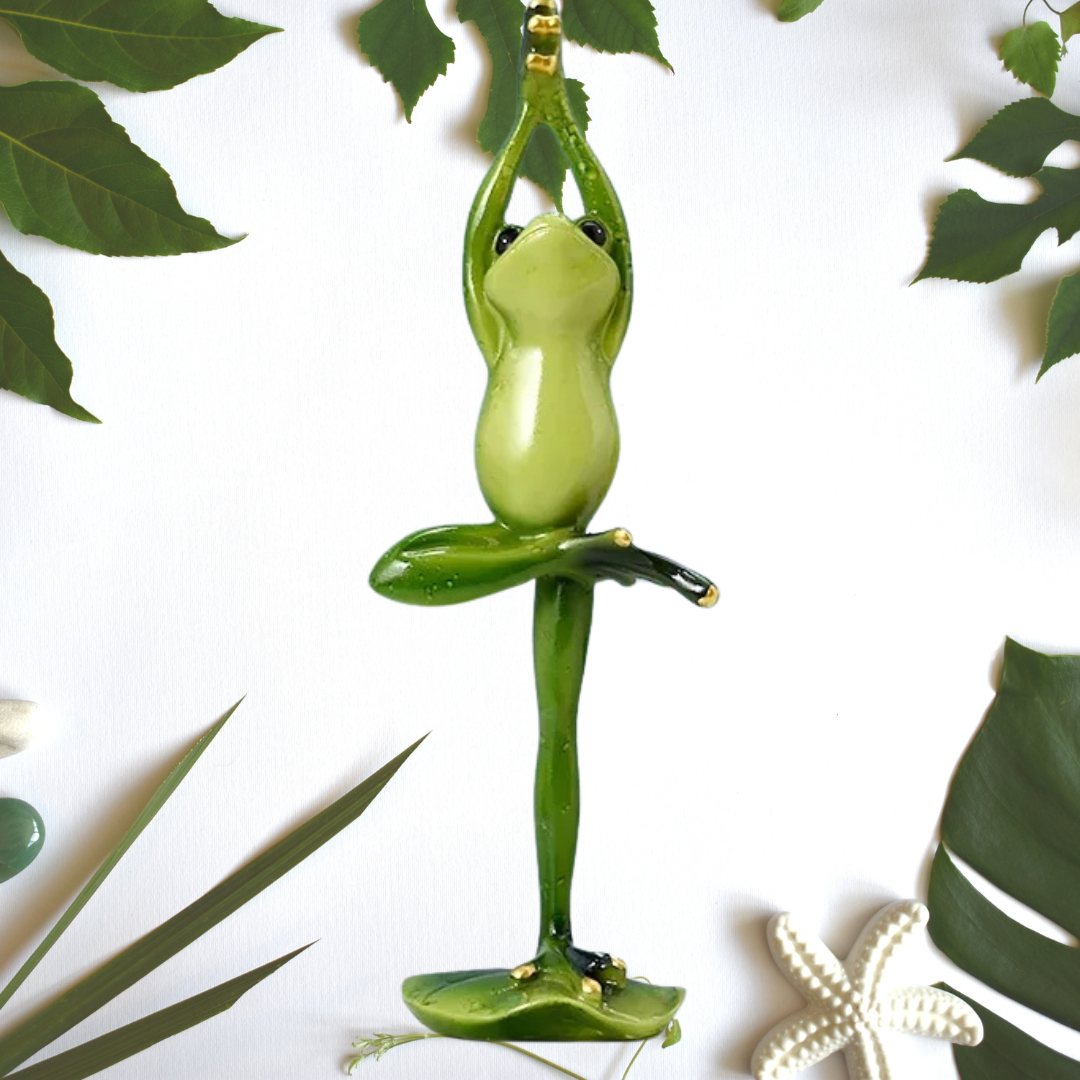 19 cm Yoga-Frosch-Harzfigur, Tierornamente, Kunsthandwerk, Skulptur, Wikinger, Heimdekoration