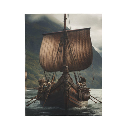 Viking Boat Velveteen plysjteppe