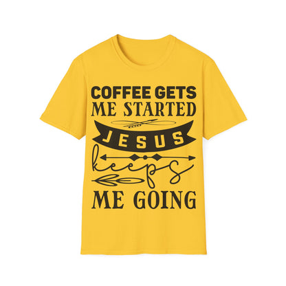 Il caffè mi fa iniziare Gesù mi fa andare avanti T-shirt tripla vichinga