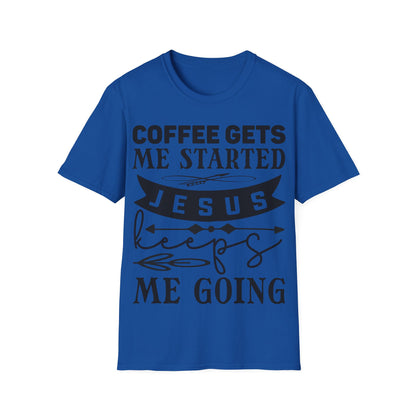 Il caffè mi fa iniziare Gesù mi fa andare avanti T-shirt tripla vichinga