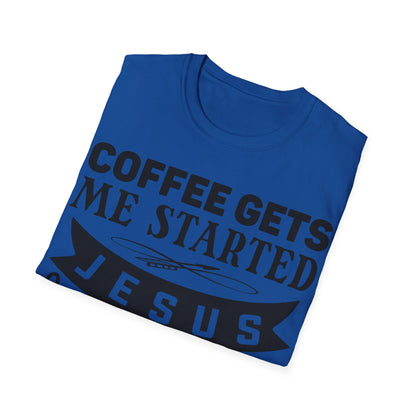 Il caffè mi fa iniziare Gesù mi fa andare avanti T-shirt tripla vichinga