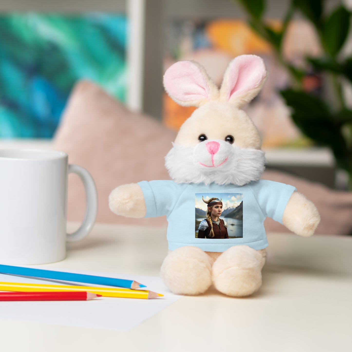 Lindos animales de peluche de niña vikinga con camiseta