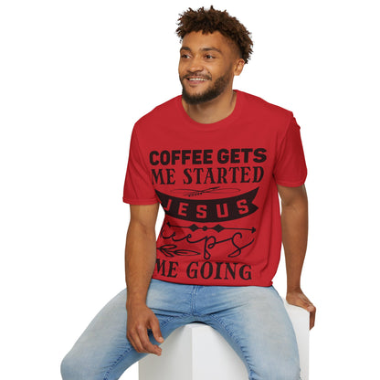 Il caffè mi fa iniziare Gesù mi fa andare avanti T-shirt tripla vichinga