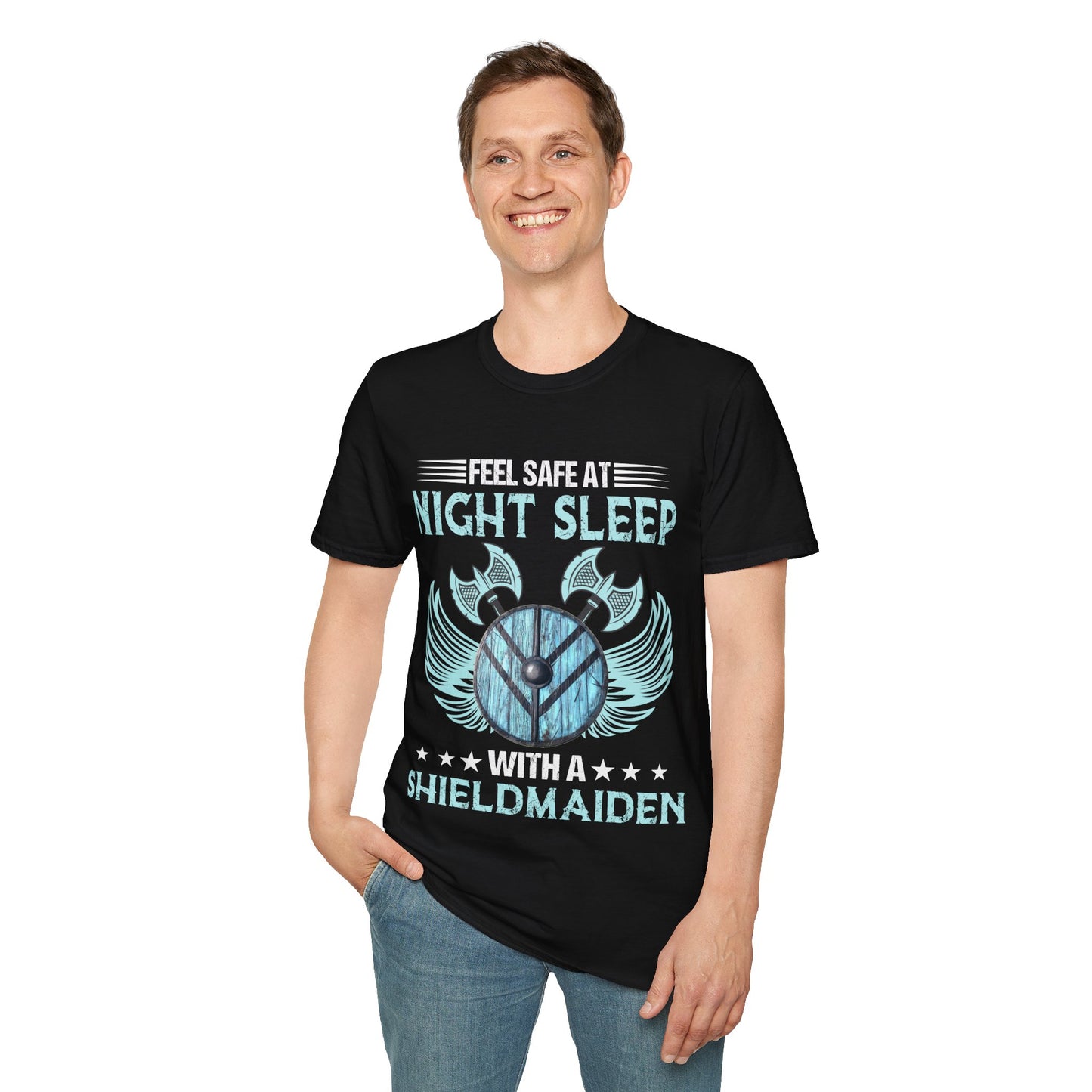 Feel Safe At Night Sleep With A Shieldmaiden Viking T-Shirt