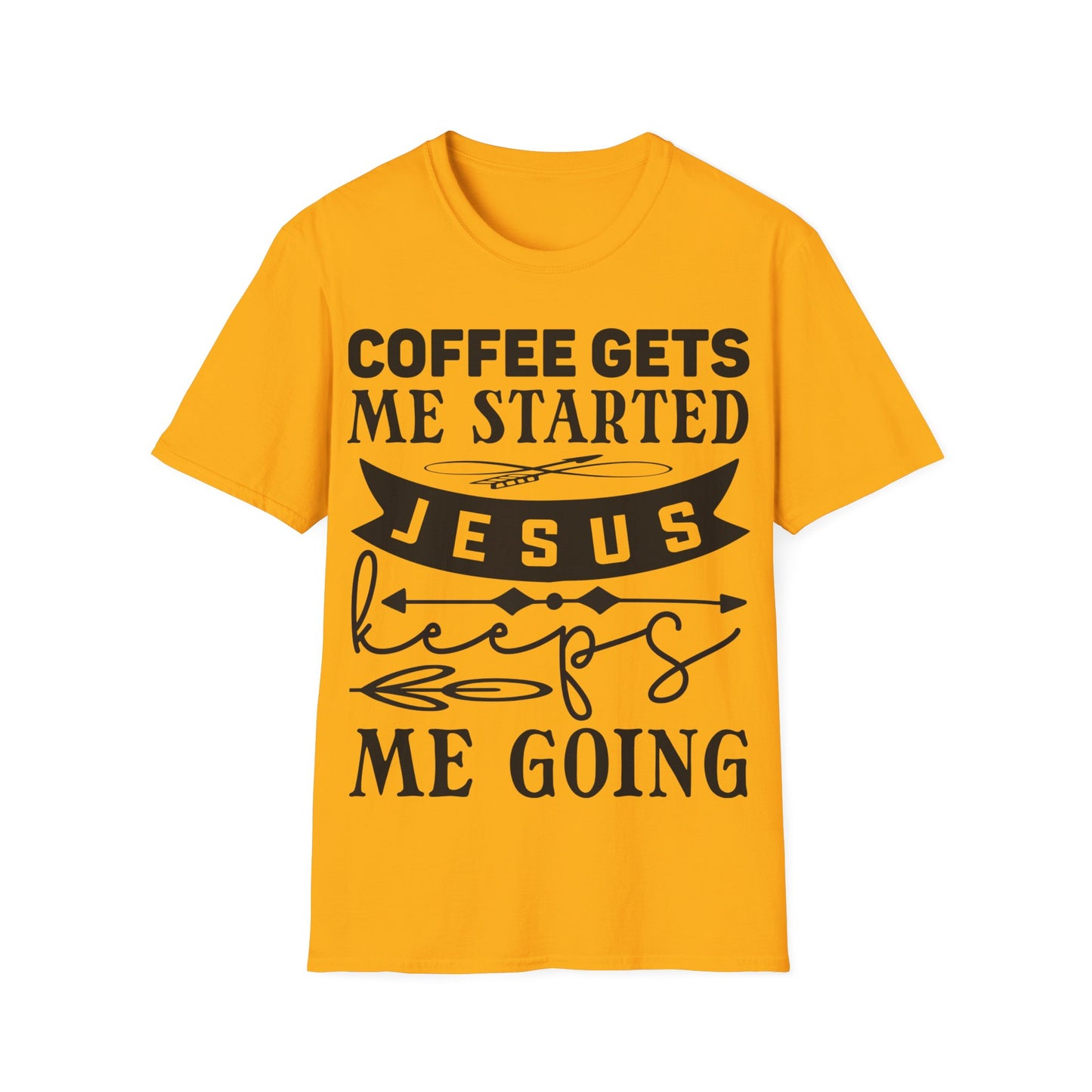 Coffee Gets Me Started Jesus Keeps Me Going Triple Viking T-Shirt