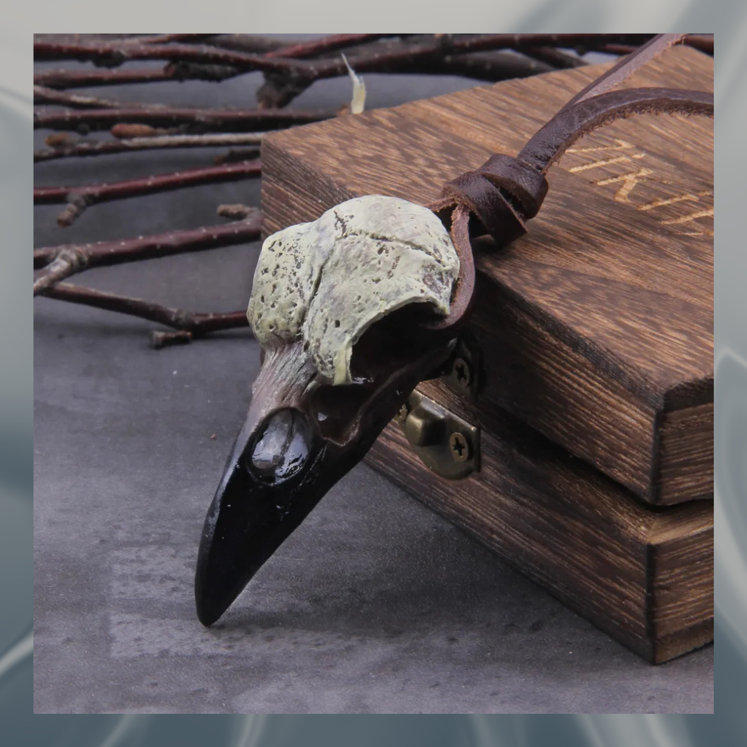 3D Goth Raven Skull Viking -kaulakoru