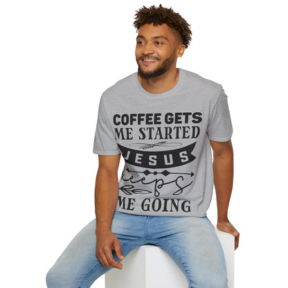 Il caffè mi fa iniziare Gesù mi fa andare avanti T-shirt tripla vichinga