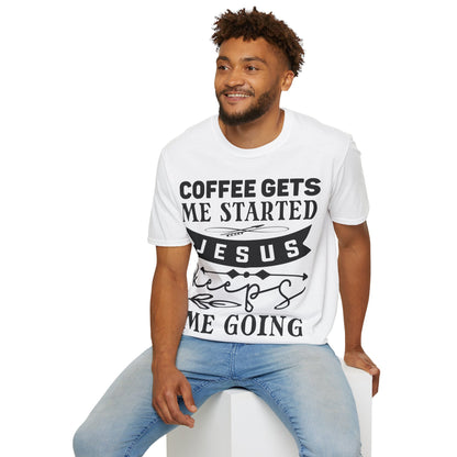 Il caffè mi fa iniziare Gesù mi fa andare avanti T-shirt tripla vichinga