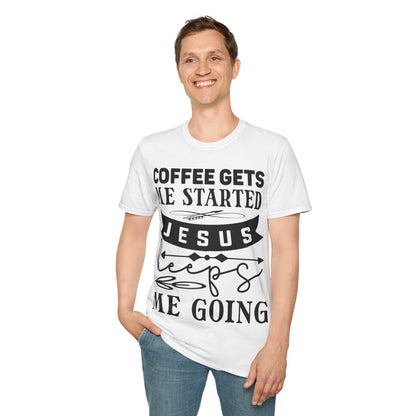 Il caffè mi fa iniziare Gesù mi fa andare avanti T-shirt tripla vichinga