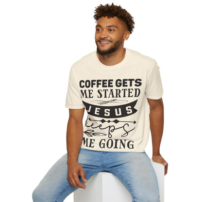 Il caffè mi fa iniziare Gesù mi fa andare avanti T-shirt tripla vichinga