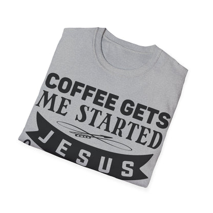 Il caffè mi fa iniziare Gesù mi fa andare avanti T-shirt tripla vichinga