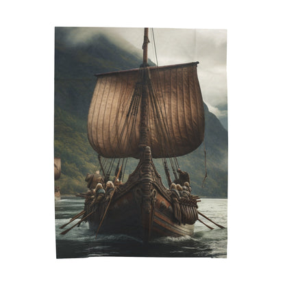 Viking Boat Velveteen plysjteppe