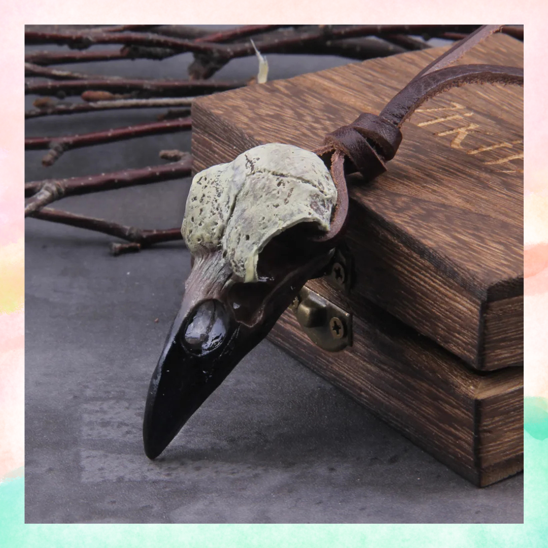 3D Goth Raven Skull Viking -kaulakoru