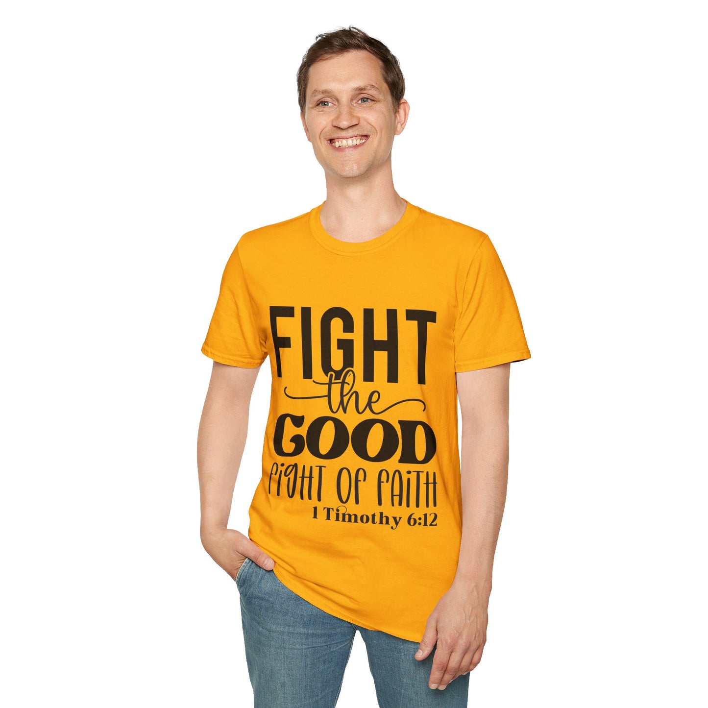 Fight the Good Fight of Faith 1 Timothy 6:12 Triple Viking T-Shirt
