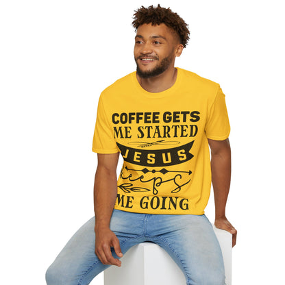 Il caffè mi fa iniziare Gesù mi fa andare avanti T-shirt tripla vichinga