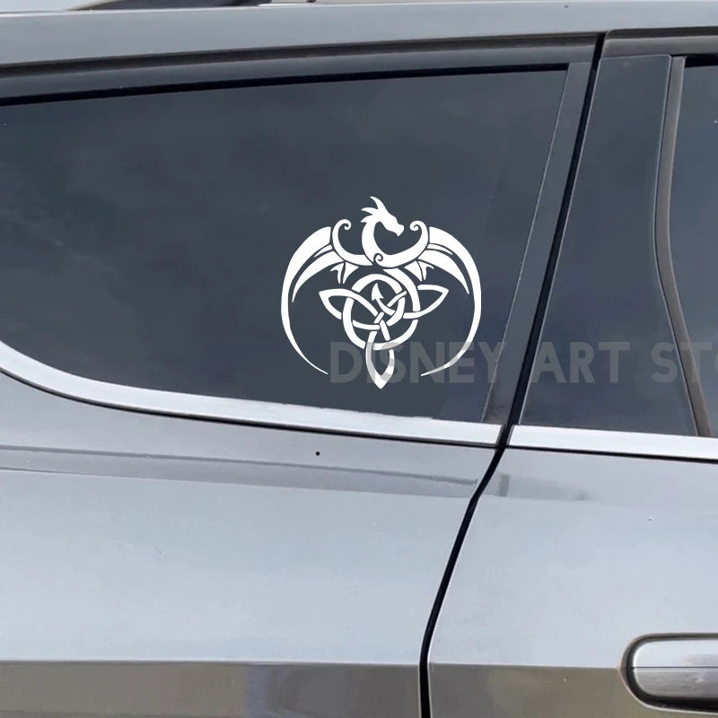 Car Sticker Viking Inspired Flying Celtic Dragon Magic Symbol