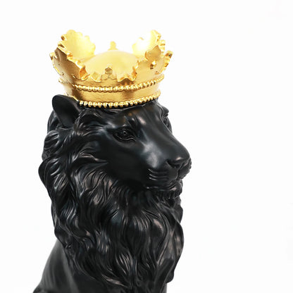 Ágrip Resin Crown Lion King Skúlptúr Dýrastyttan Handverksfígúra Viking Home Decor