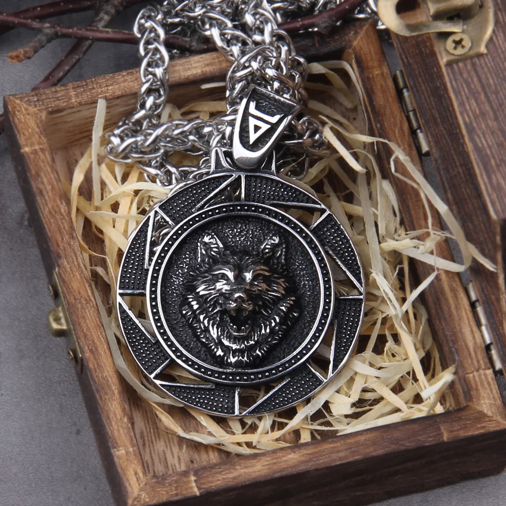 Wolf head Norse Men's Viking Necklace