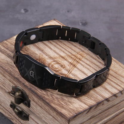 Black Magnetic Bracelet Men Stainless Steel Viking Hand Chain