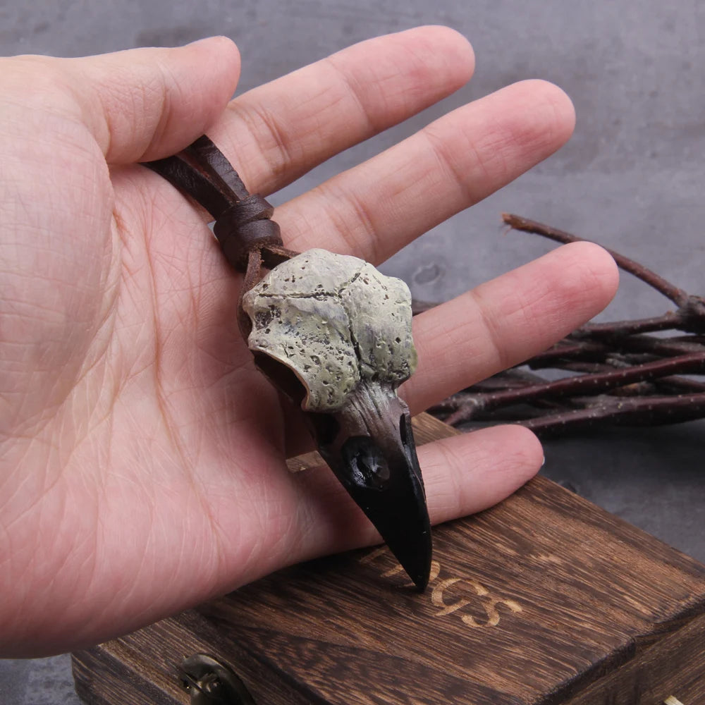 3D Goth Raven Skull Viking Necklace