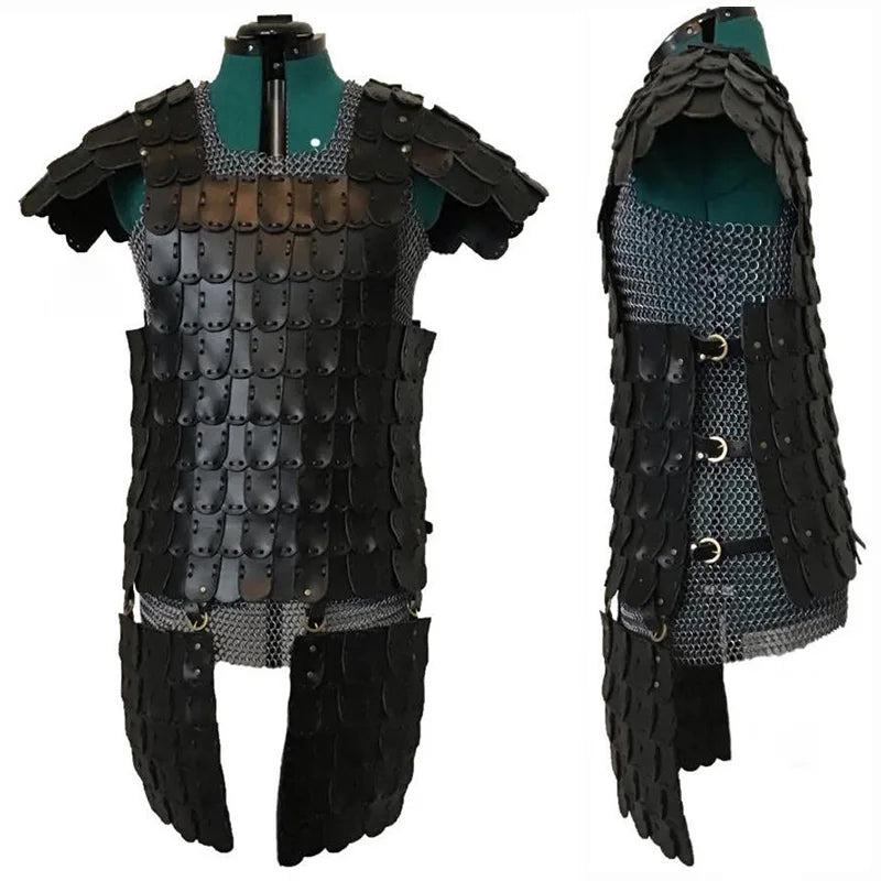 Cosplay kostym Läder Cuirass Knight Warrior Ranger Viking Body Armor