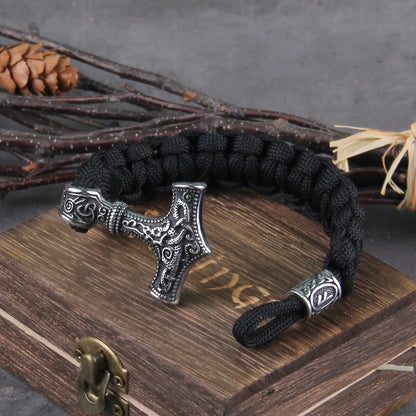 Mjolnir Thor Hammer Leather Viking Bracelet