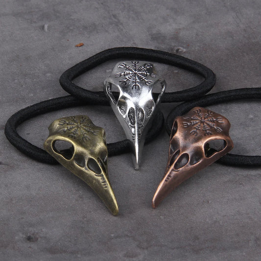 Norse Vikings Accessories Crystal Raven Head Black Elastic Women's Hair Rubber