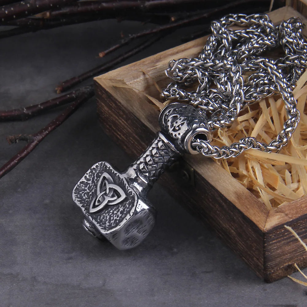 Scandinavian Rune Amulet Mjolnir Necklace
