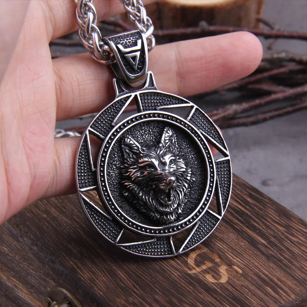 Wolf head Norse Men's Viking Necklace