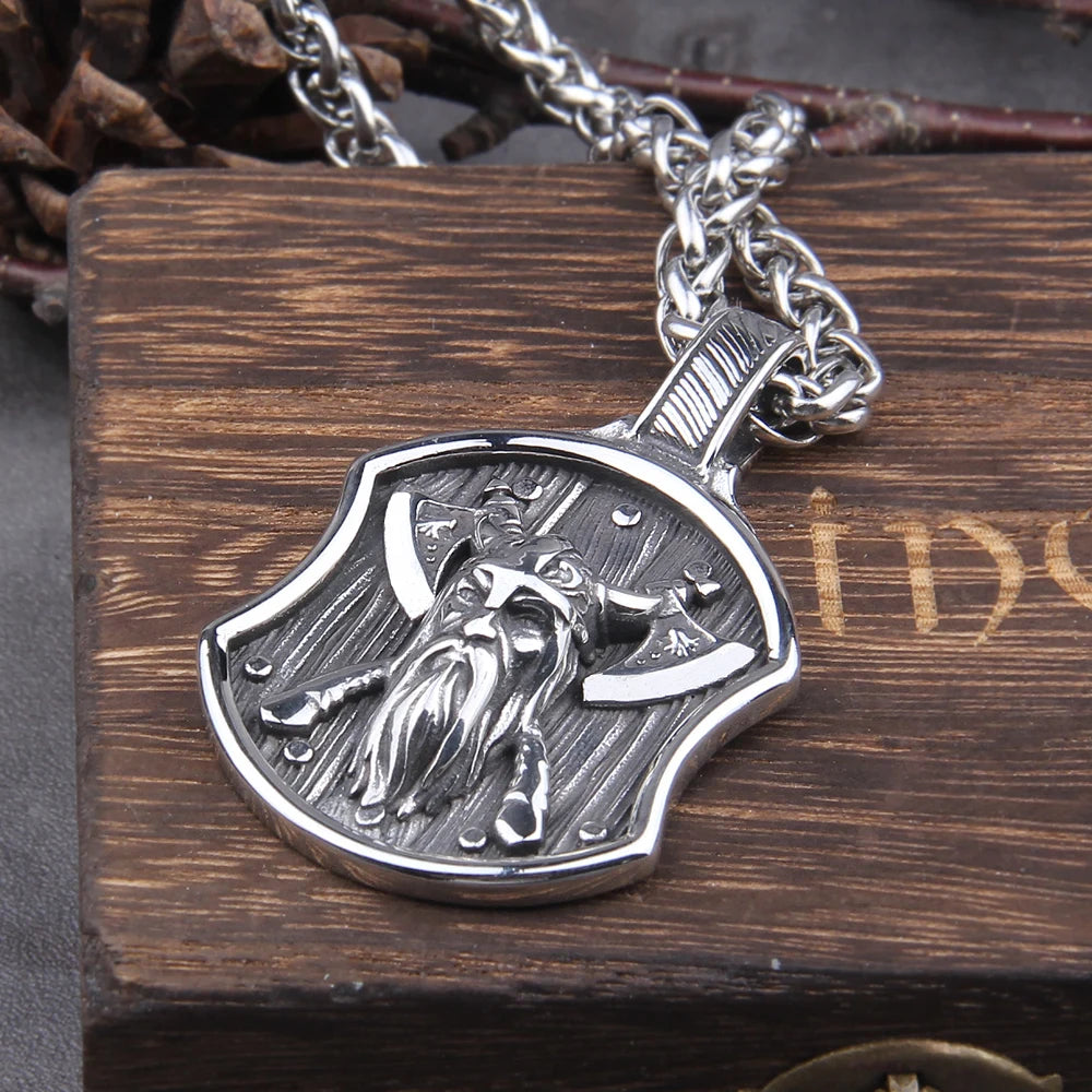 Warrior With Axe Viking Necklace