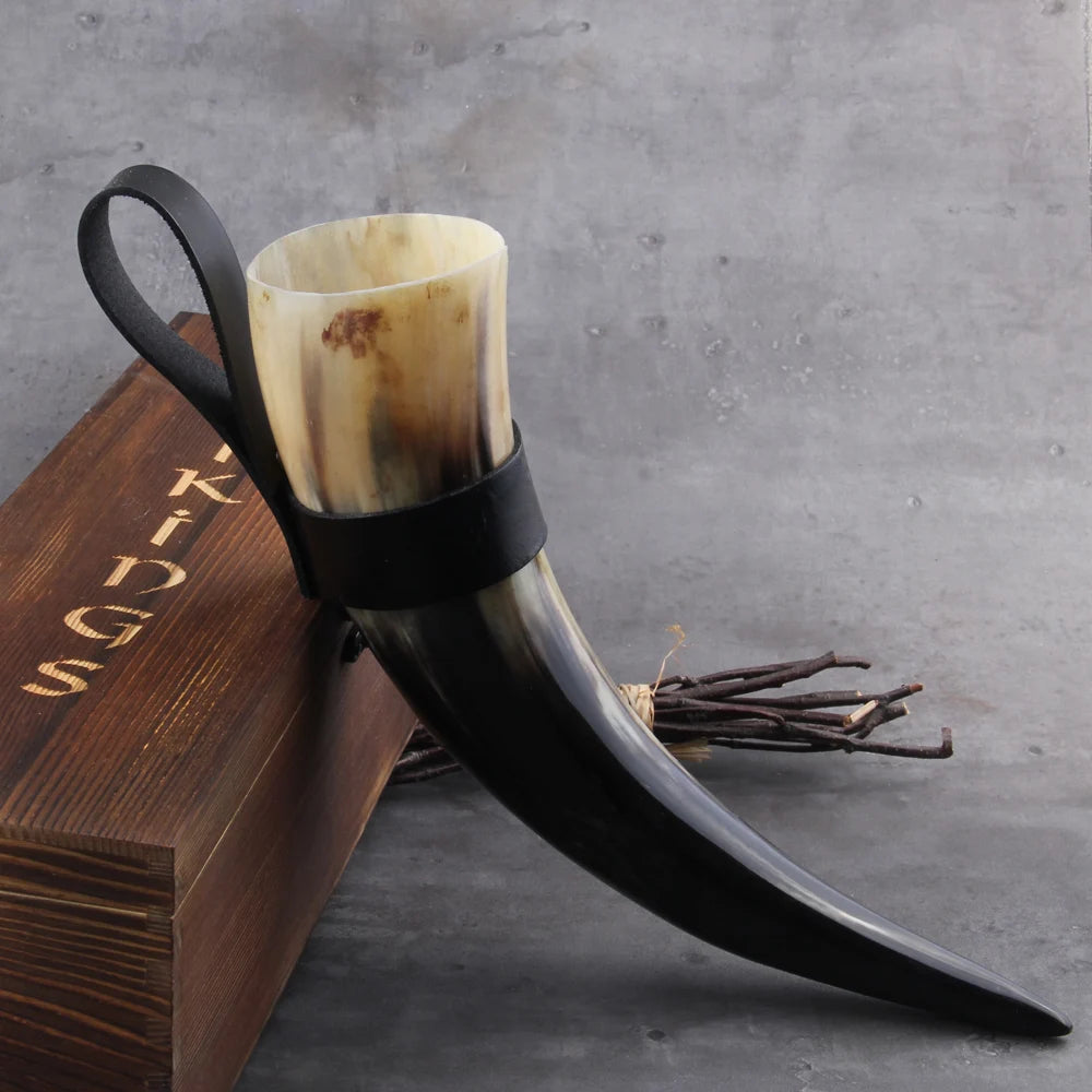 Viking Drinking Horn Mug With Leather Case
