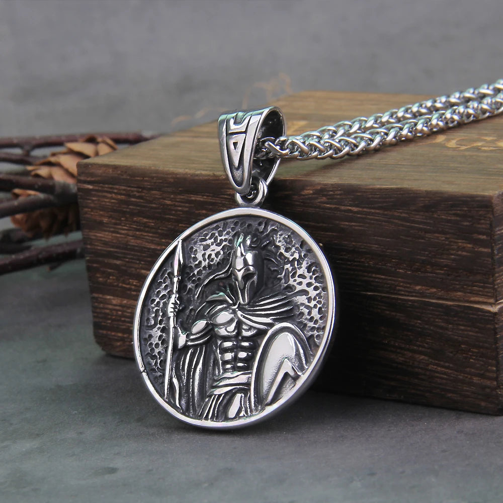 Ancient Greek Warrior Spartan Shield Viking Necklace