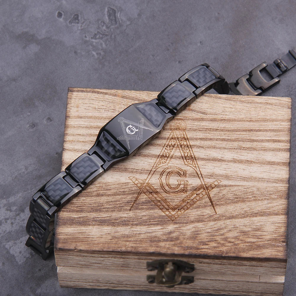 Black Magnetic Bracelet Men Stainless Steel Viking Hand Chain