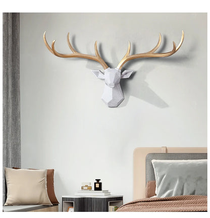 Nordic Lucky Deer Head Wall Hanging Creative Deer Wall Pendant Viking Home Decor