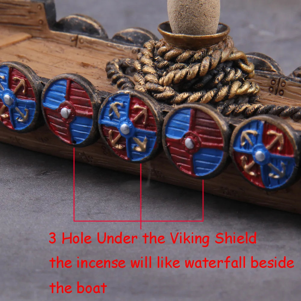 Vandfald Røgelse Brænder Keramisk Røgelse Holder Viking Dragon Boat