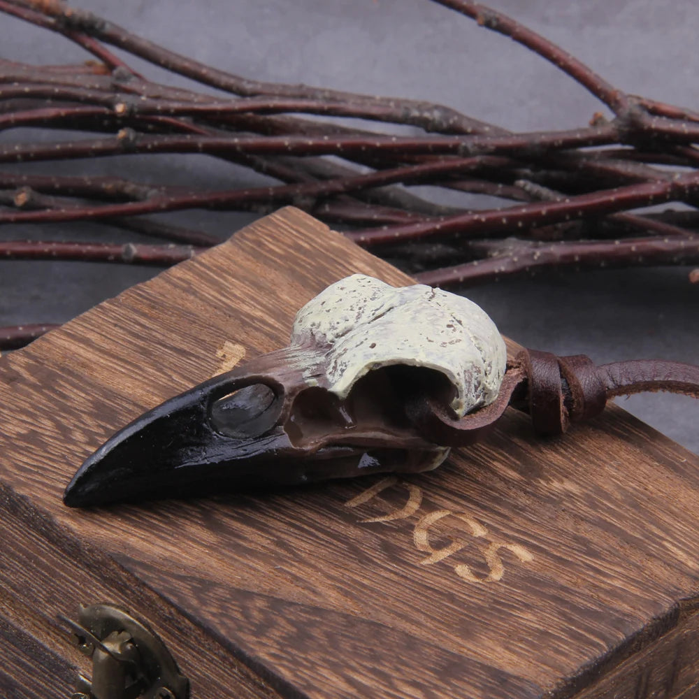 3D Goth Raven Skull Viking Necklace
