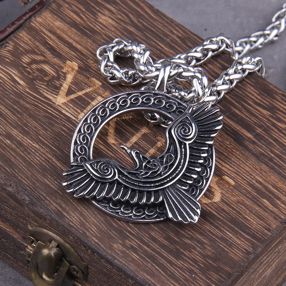 Triple Horn Of Odin Raven Amulet Viking Necklace