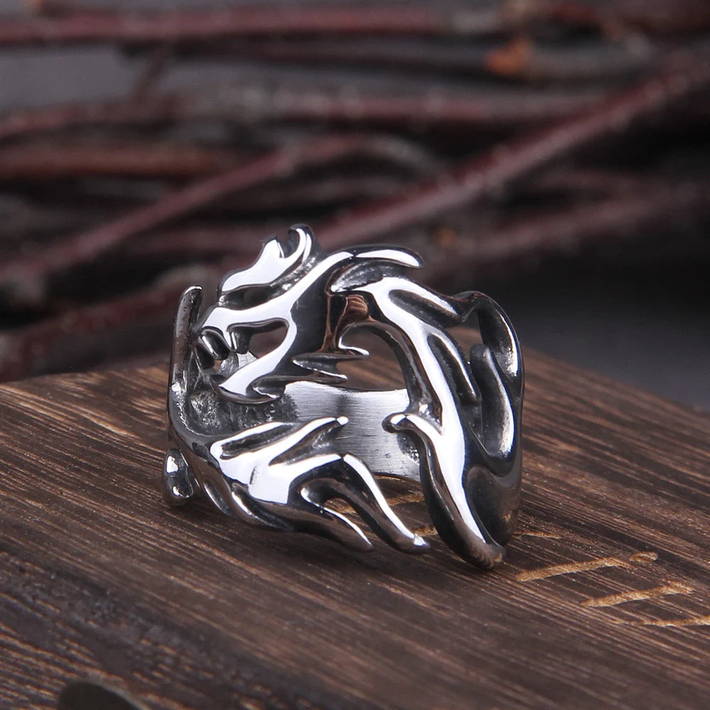 Statement Adjustable Dragon Viking Ring