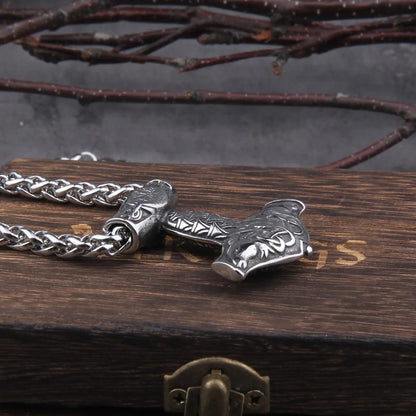 Thor Hammer Mjolnir Odin Goat Viking Necklace