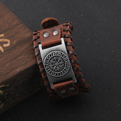 Charm Wide Leather Bracelet - TripleViking