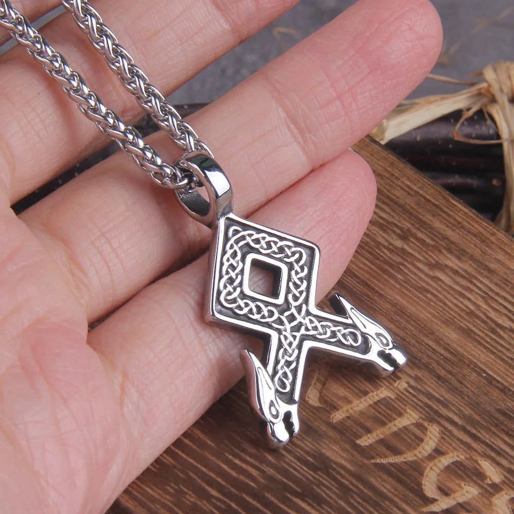 Norse Viking Rune Stainless Steel Triple Viking Necklace